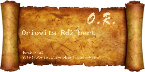 Oriovits Róbert névjegykártya